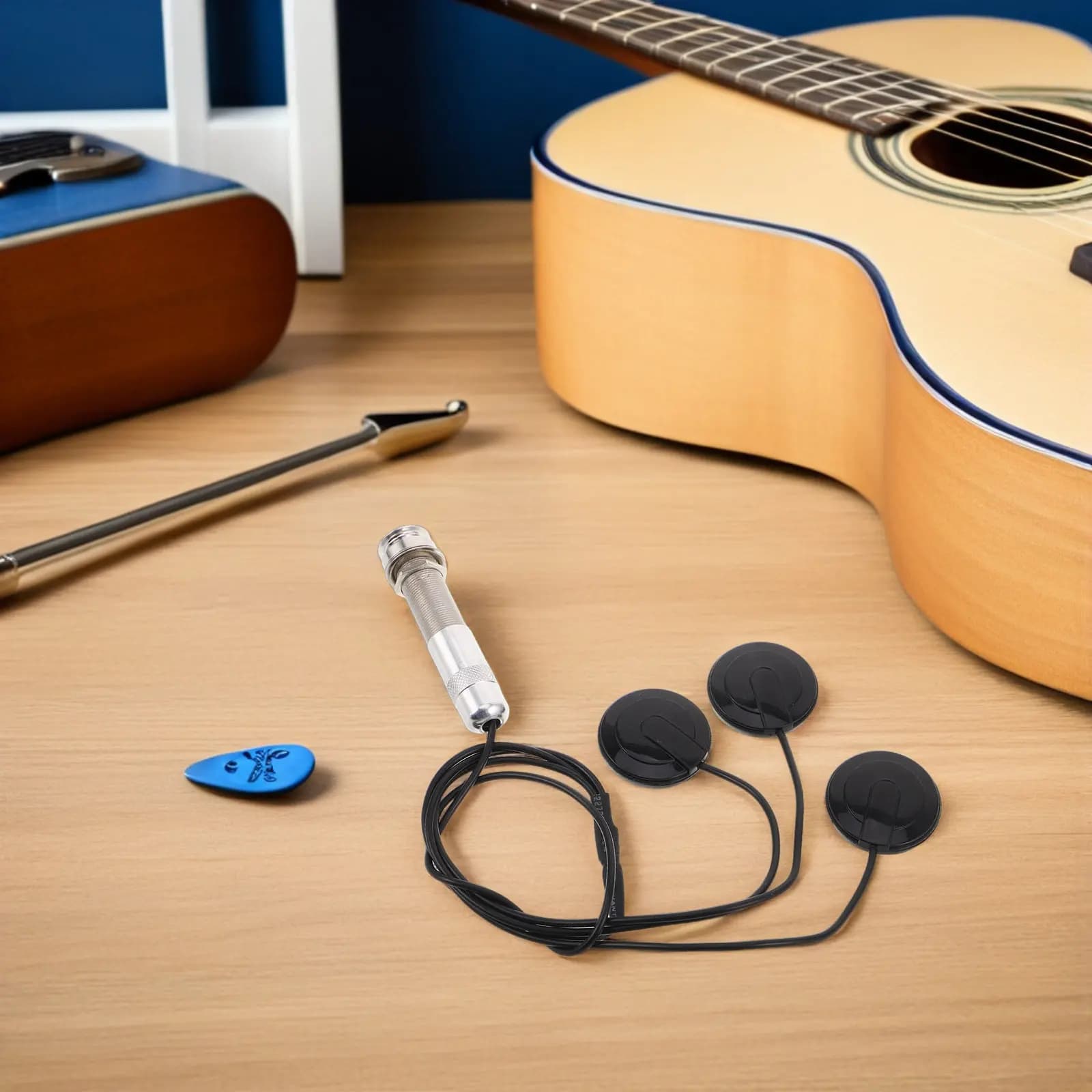 Set di 3 Trasduttori Piezoelettrici per Chitarra Acustica, Ukulele e Kalimba, con Tubo in Alluminio per Strumenti Acustici