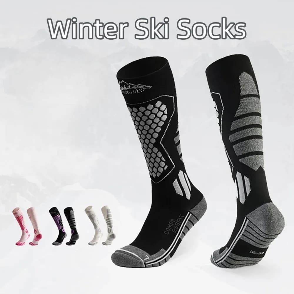 New Thickened Ski Socks Breathable Anti-slip Knee High Socks Moisture-wicking Thermal Compression Socks for Cold Weather