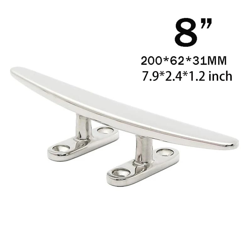 1Pcs 8 Inch SUS316 Stainless Steel Stud Mount Boat Deck Mooring Cleat FIT FOR Marine Boat Yacht Dock Mooring Rope Tie