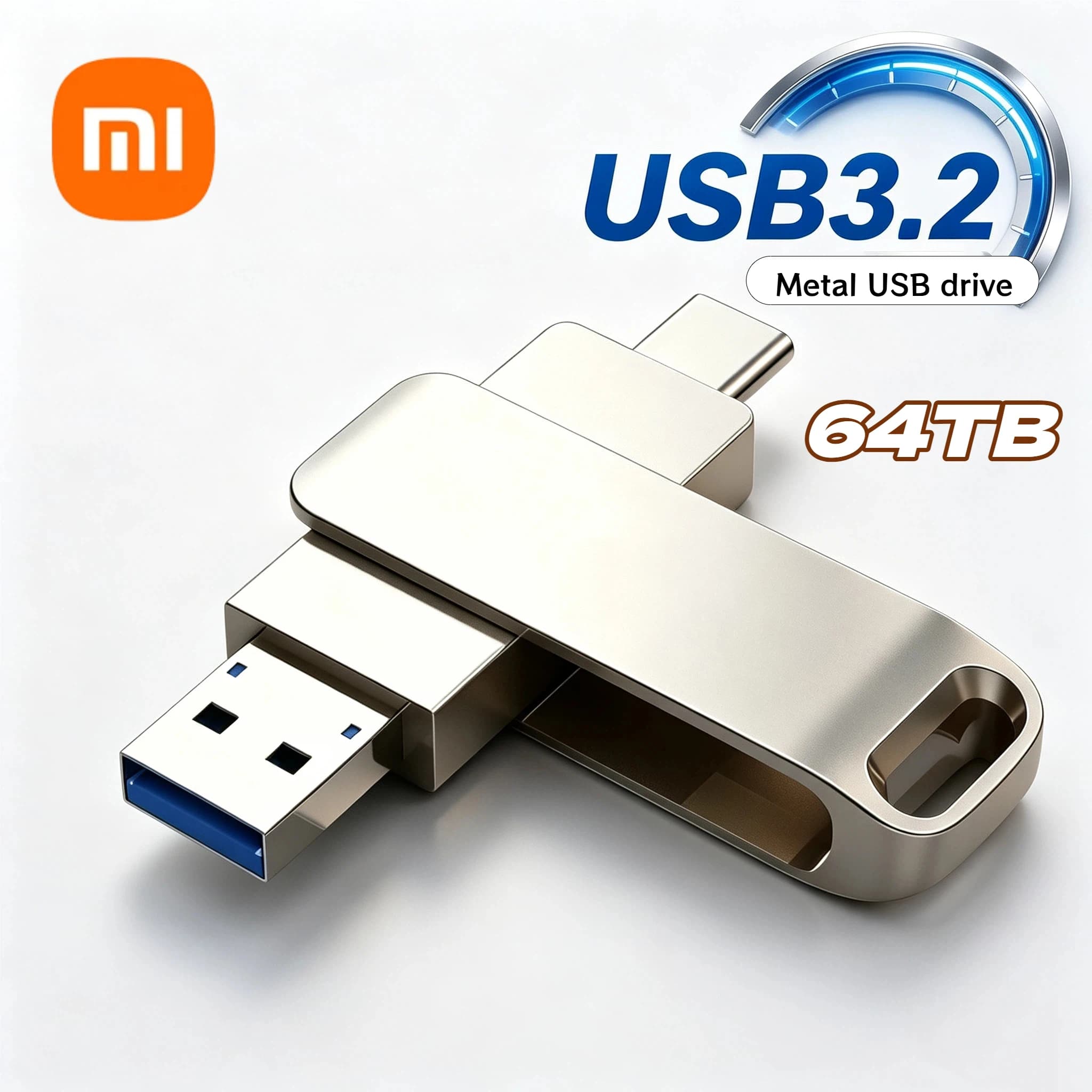 Xiaomi USB3.2 Metal USB Drive High Speed Type-C Flash Disk Real Capacity 64TB 16TB 8TB 4TB Metal Pendrive For Phone Computer