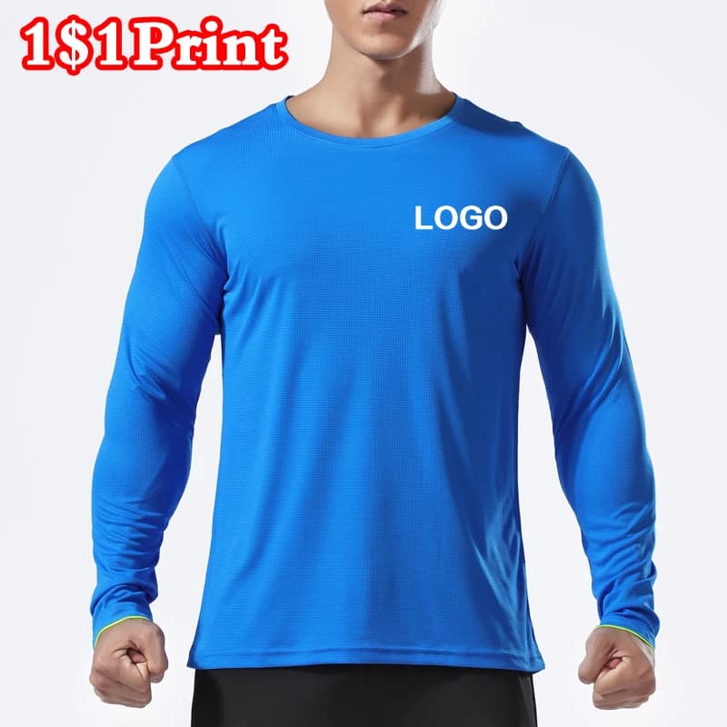T-shirt sportiva a maniche lunghe ad asciugatura rapida con logo personalizzato stampato per ricamo uniforme da squadra traspirante da uomo e da donna