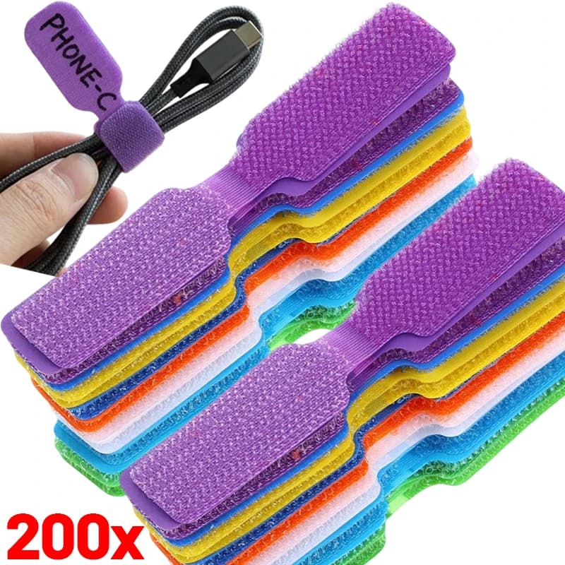200/10 Pezzi Etichette per Cavi Riutilizzabili Impermeabili, Colorate, per Gestione Cavi e Caricatori, Organizzatore per Casa e Ufficio