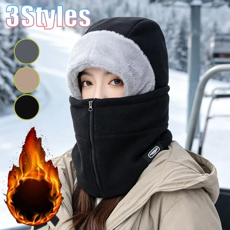1-5PCS Winter Face Mask Hat with Neck Gaiter Fleece Lined Windproof Thermal Thick Hood for Motorcycle Skiing Cold Weather