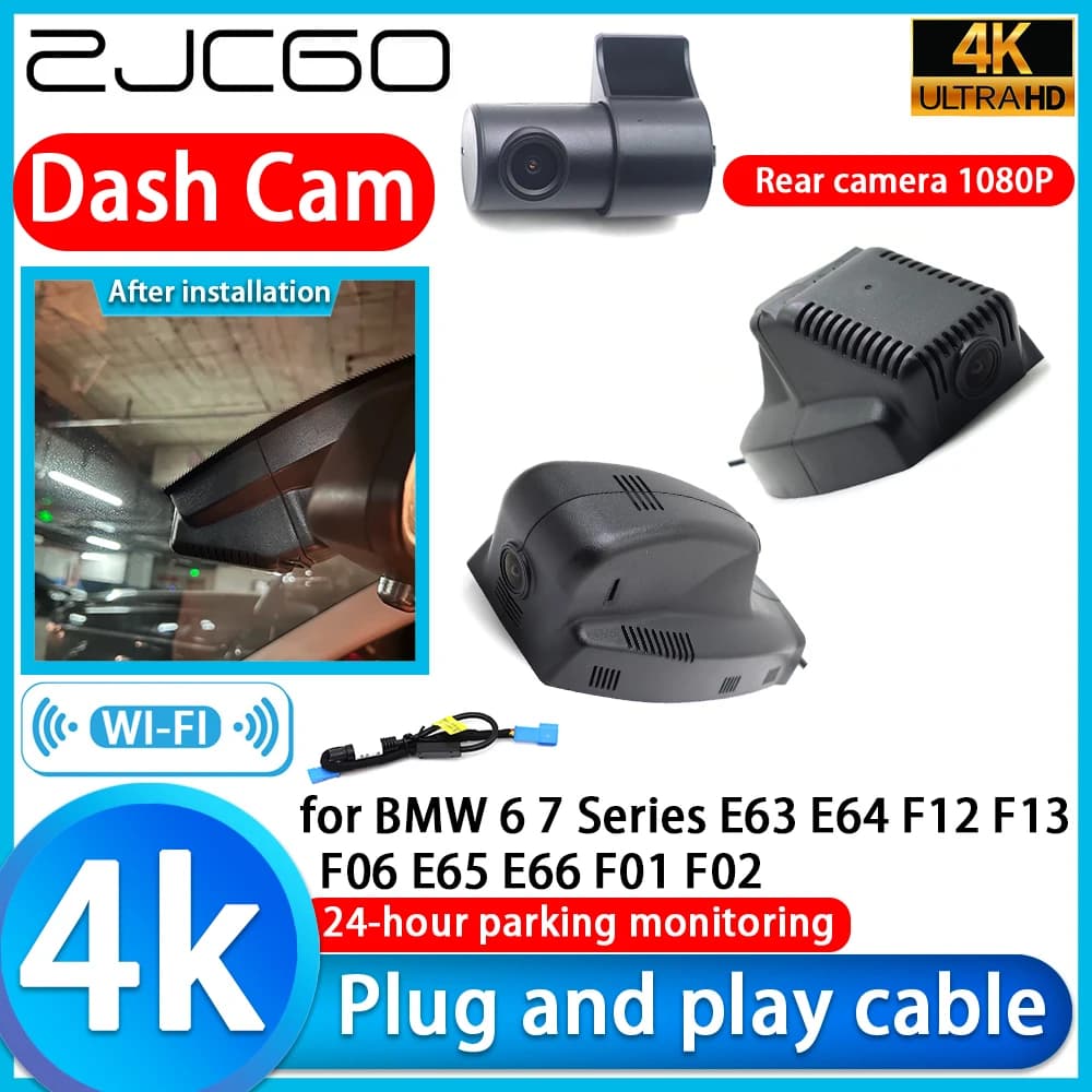 ZJCGO for BMW Series 6 7 E63 E64 F12 F13 F06 E65 E66 F01 F02 Dash Cam DVR 4K UHD Camera 2160P with Sony Lens Video Recorder