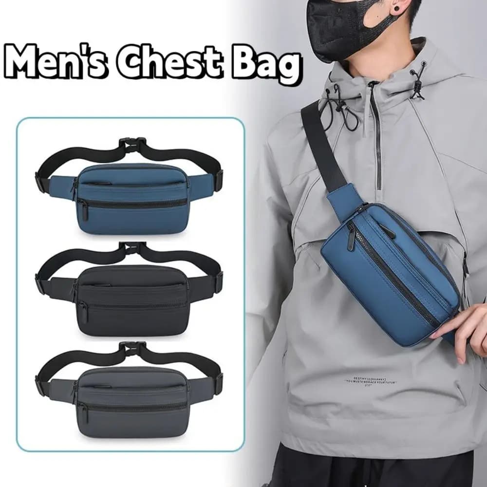Men's Casual PU Waist Bag, Lightweight and Adjustable, Multifunctional Shoulder Bag for Running and Fitness
