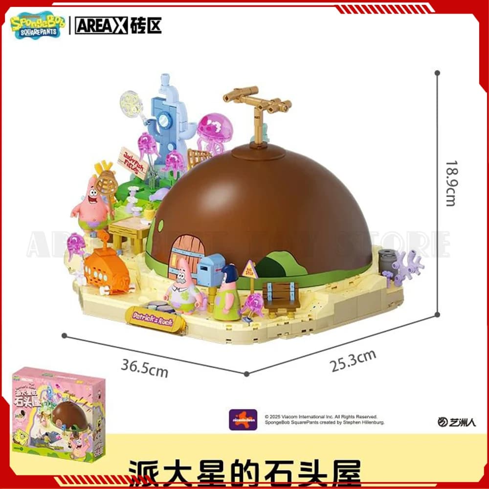 Disponibile: Blocchi da Costruzione Areax Spongebob Patrick Star Rock House, Scatola Sorpresa, Giocattolo Educativo Creativo Fai-da-Te per Bambini