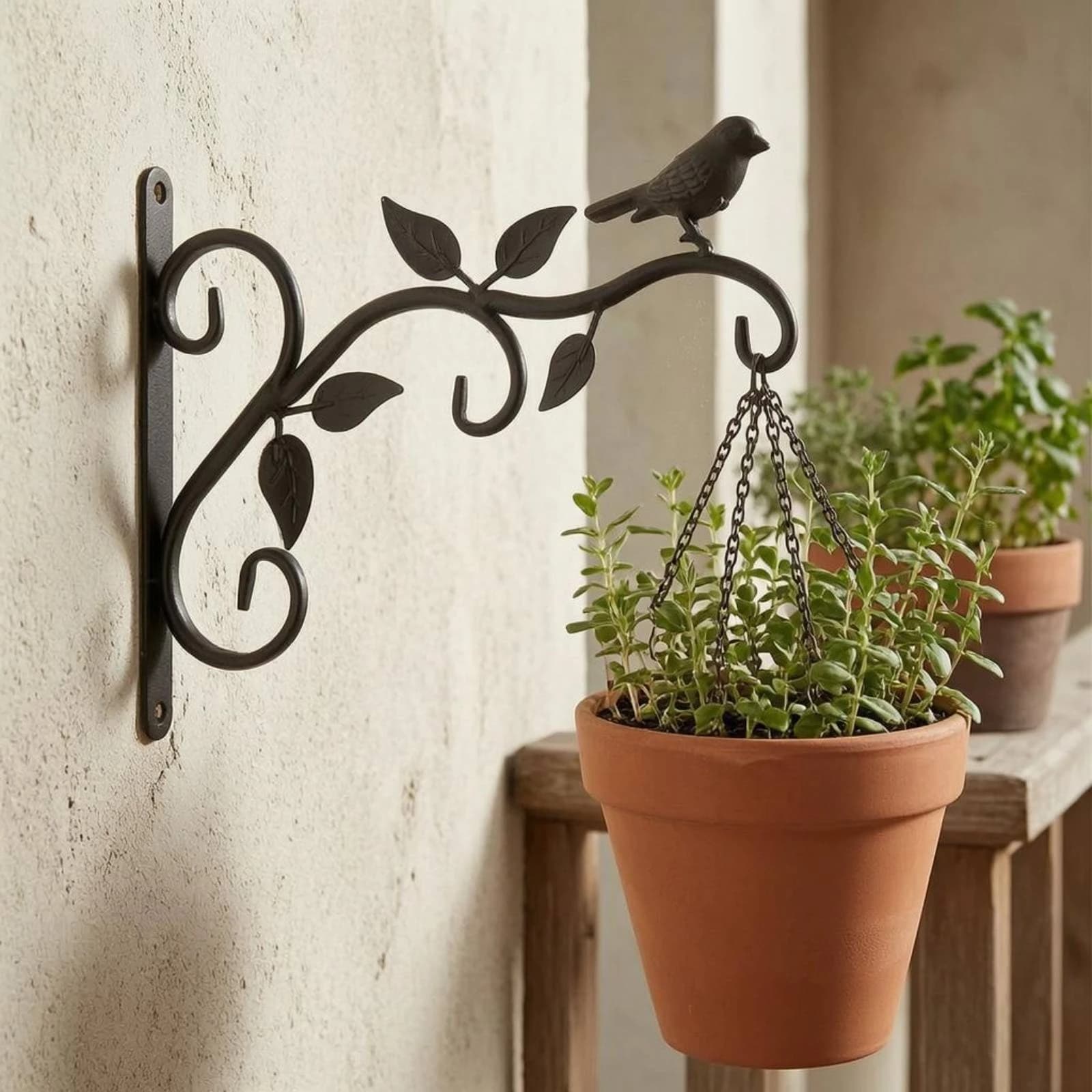 2 Pieces Flower Pot Hook Easy to Install Hanging Basket Bracket Wall Mounted Flower Holder Decorative Garden Decor for Balcony