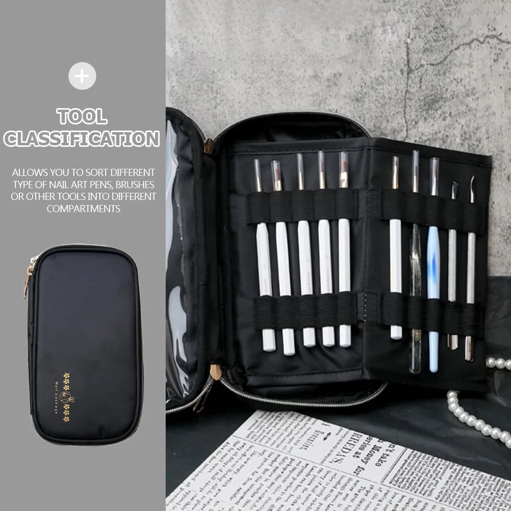 Astuccio Impermeabile per Penne Nail Art, Porta Pennelli Manicure, Organizer per Pennelli Trucco, Borsa per Forniture da Salone Unghie