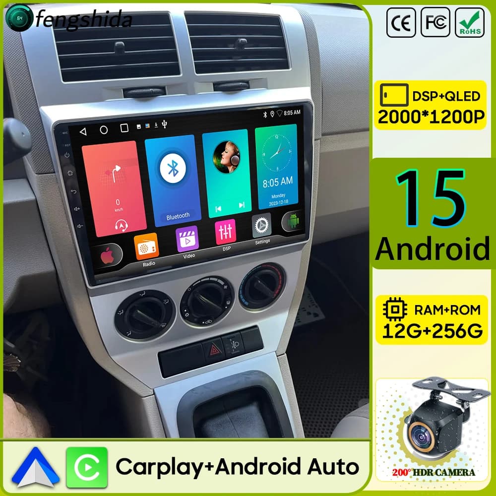 Autoradio Carplay For Dodge Calibre Jeep Compass 1 MK Patriot 2006-2010 GPS navigation Android Auto 4G Bluetooth Wifi No 2din 2K