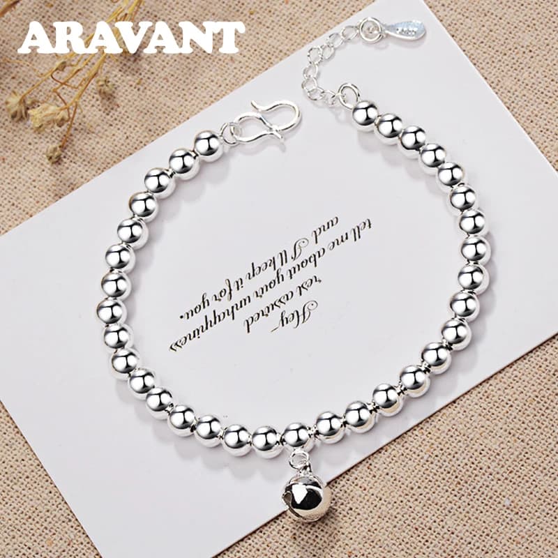 ARAVANT Braccialetti con perline a campana in argento 925 per donne e ragazze, gioielli alla moda, regali
