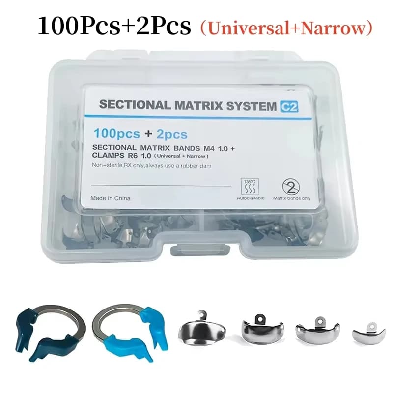 Set di Bande Matrici Dentali, Matrici Metalliche, Anelli di Fissaggio, Sistema di Matrici Sezionali Sagomate, Anello di Fissaggio in Nichel-Titanio, Strumento per Dentisti