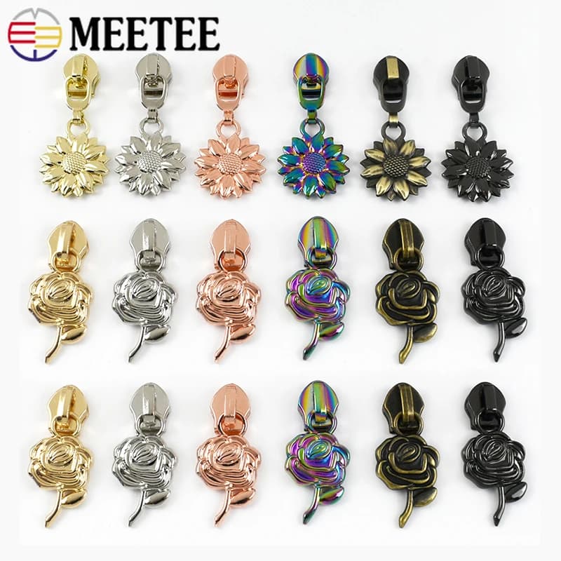 10-30 pezzi Meetee 5 # Cursore per cerniera in nylon per cerniere Borsa per chiusura Zip per vestiti Tirare la testa Kit di riparazione per cerniera Accessori per cucito fai-da-te