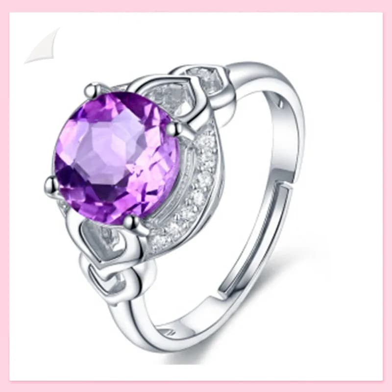 Versione coreana dell'anello di fidanzamento creativo alla moda con zirconi viola e ametista per donna, anello di coppia con diamante.
