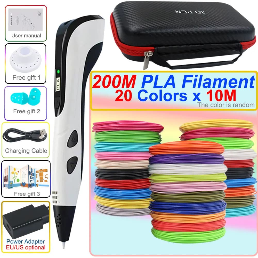 Creative 3D children's print pen with LCD display power adapter filament PLA travel gift Christmas gift card for children