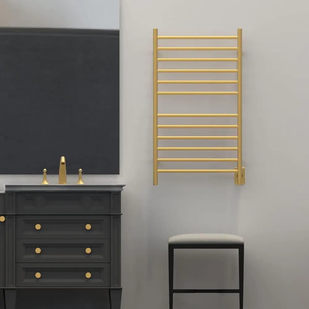 Scaldasalviette Radiant Grande a 12 Barre, Installazione a Filo, in Ottone Satinato