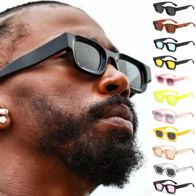 Casual Small Sunglasses Rectangle Thick Frame Square Sun Glasses Men's Black Blue Ladies Sun Shades Uv400 Unisex Eyewears