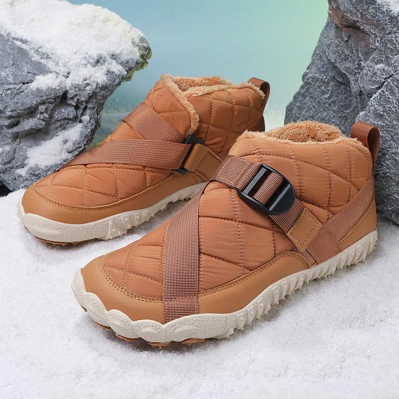 New Men's Winter Barefoot Hiking Boots Women's Slip on Warm Zero Drop Snow Boot Wide Toe Box Ankle Booties Minimalist Waterproof