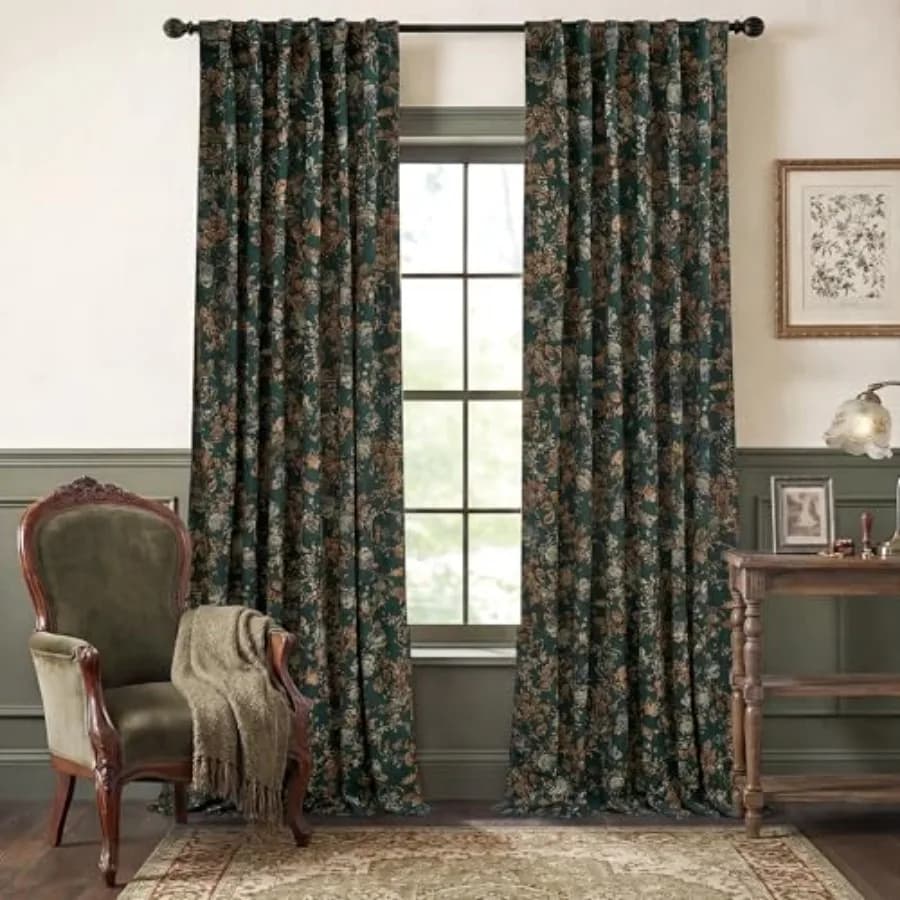Tende in Velluto Stampate, Lunghe 84 Pollici, Oscuranti per Finestre, Decorazione Primaverile per Camera da Letto/Soggiorno/Ufficio/Camera dei Bambini, W52