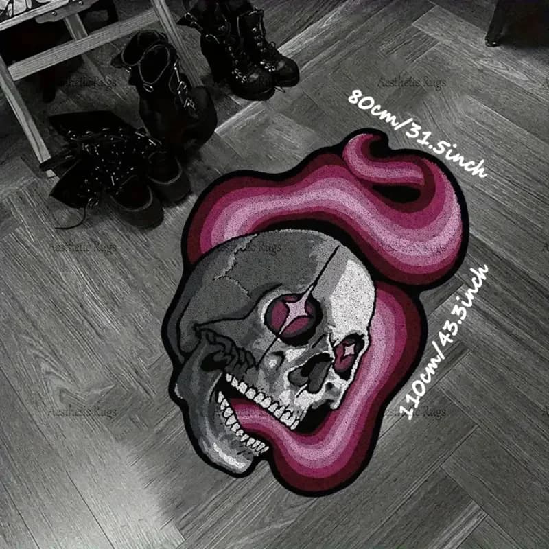 VIKAMA garbage rock style skeleton bathroom carpet anti slip washable floor mat bathroom shower room aesthetic decoration