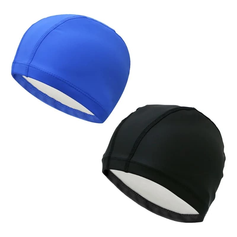 Confezione da 2 cappelli da nuoto unisex con protezione per le orecchie, cappelli da nuoto flessibili e confortevoli con rivestimento in PU impermeabile, per donne, uomini, bambini, adulti