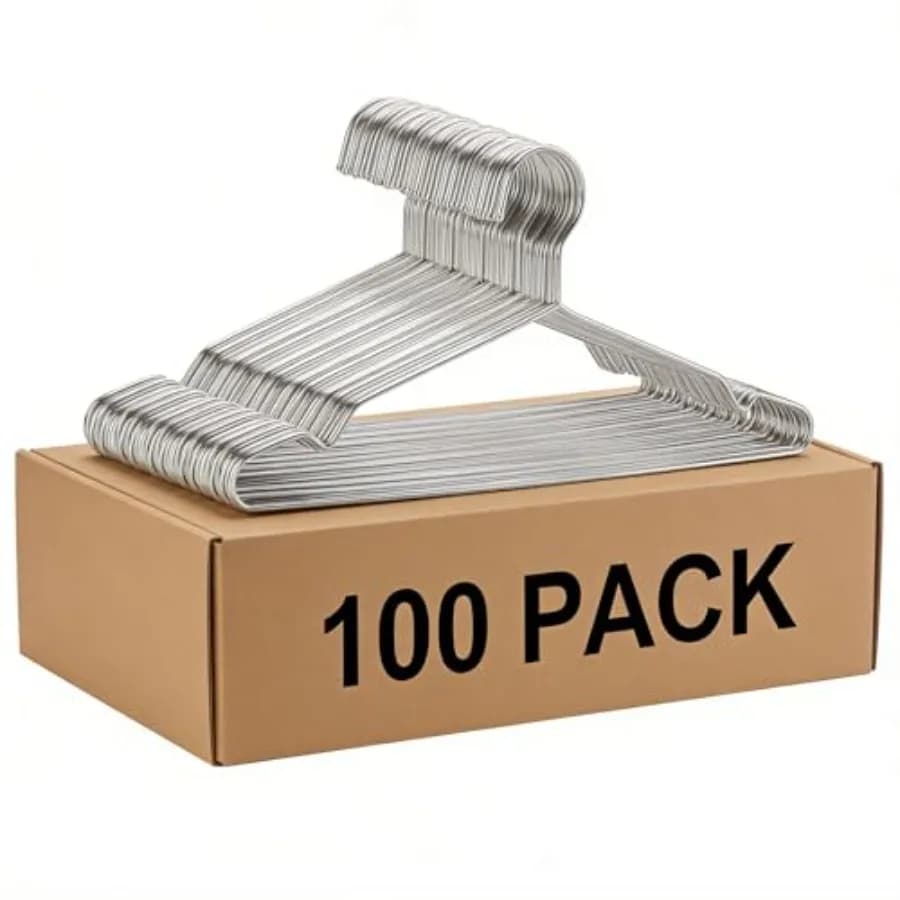 Hangers 100 Pack Clothes Hangers, Non Slip Coat Hanger Clothing Hanger Heavy Duty Metal Wire Hanger, Space Saving Ultra Thin St