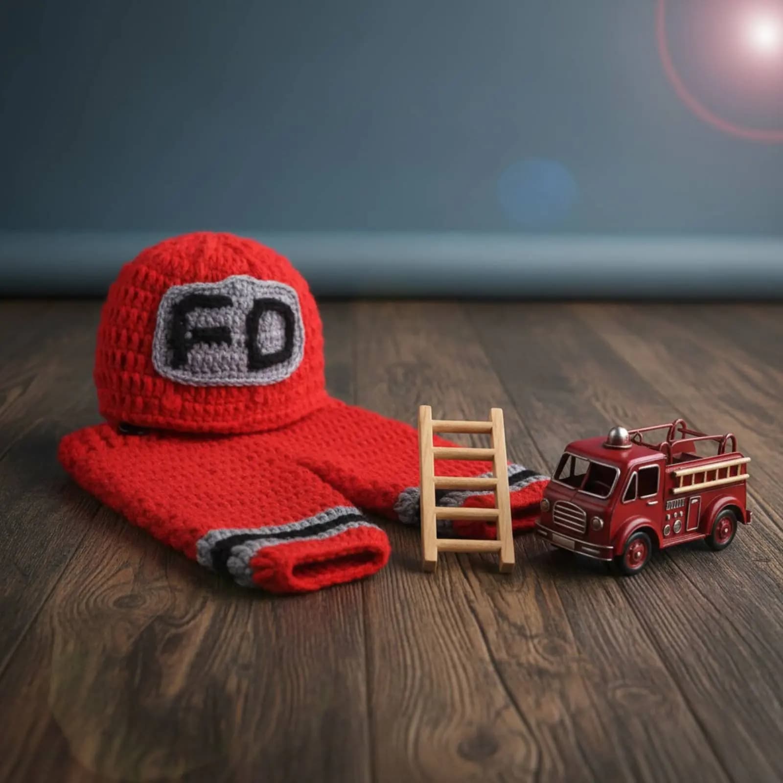Newborn Firefighter Photo Prop Set Soft Yarn Newborn Emergency Responder Photo Outfit Baby Emergency Responder Uniform Set