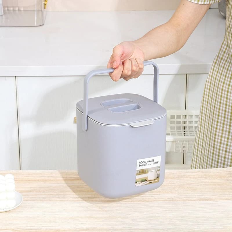Bidone della spazzatura portatile coperto Bidone della spazzatura da cucina per la separazione dei rifiuti in plastica per uso domestico da tavolo creativo
