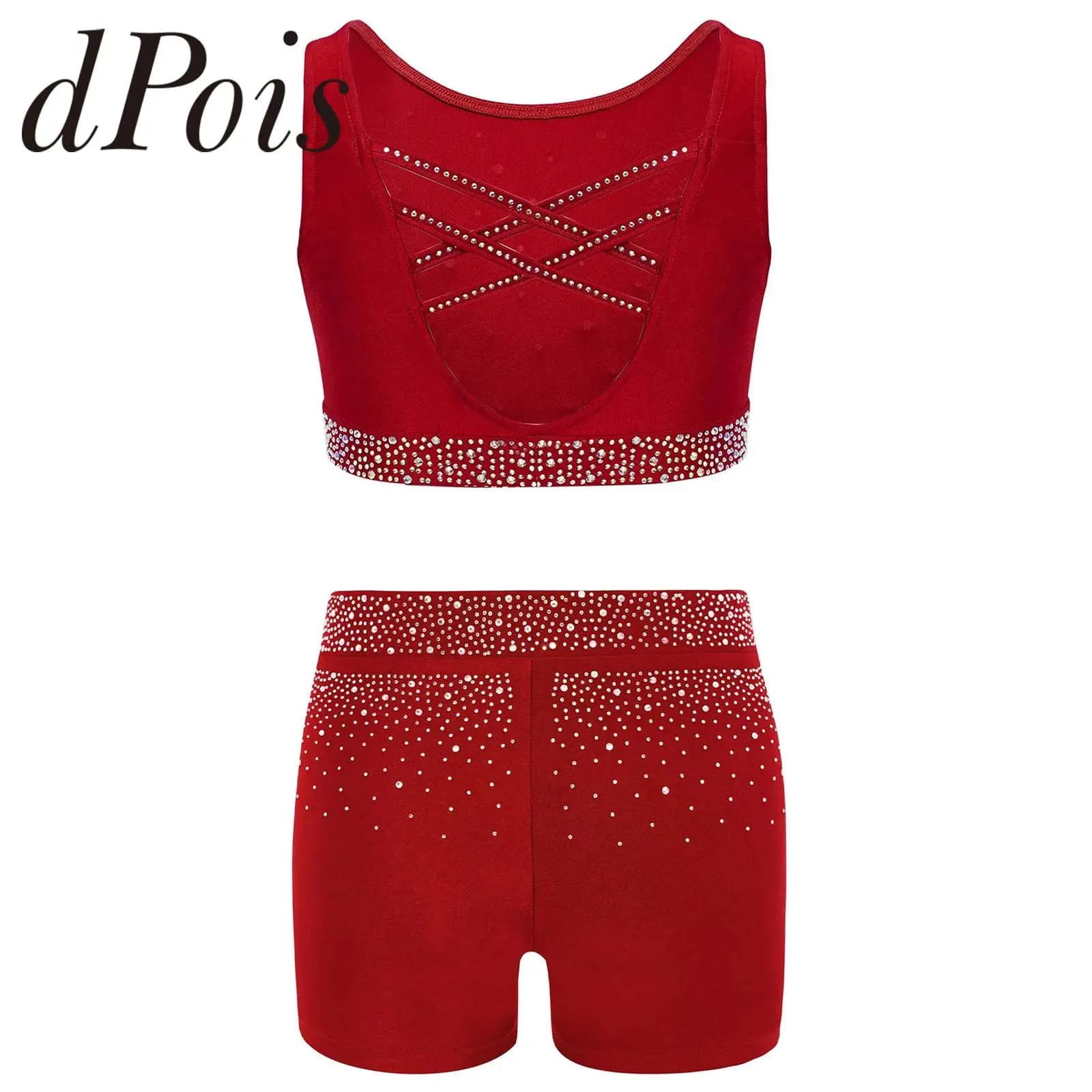 Completo da Danza per Bambine con Strass Luccicanti, Costume per Pattinaggio sul Ghiaccio e Ginnastica, Set per Spettacoli e Performance sul Palco