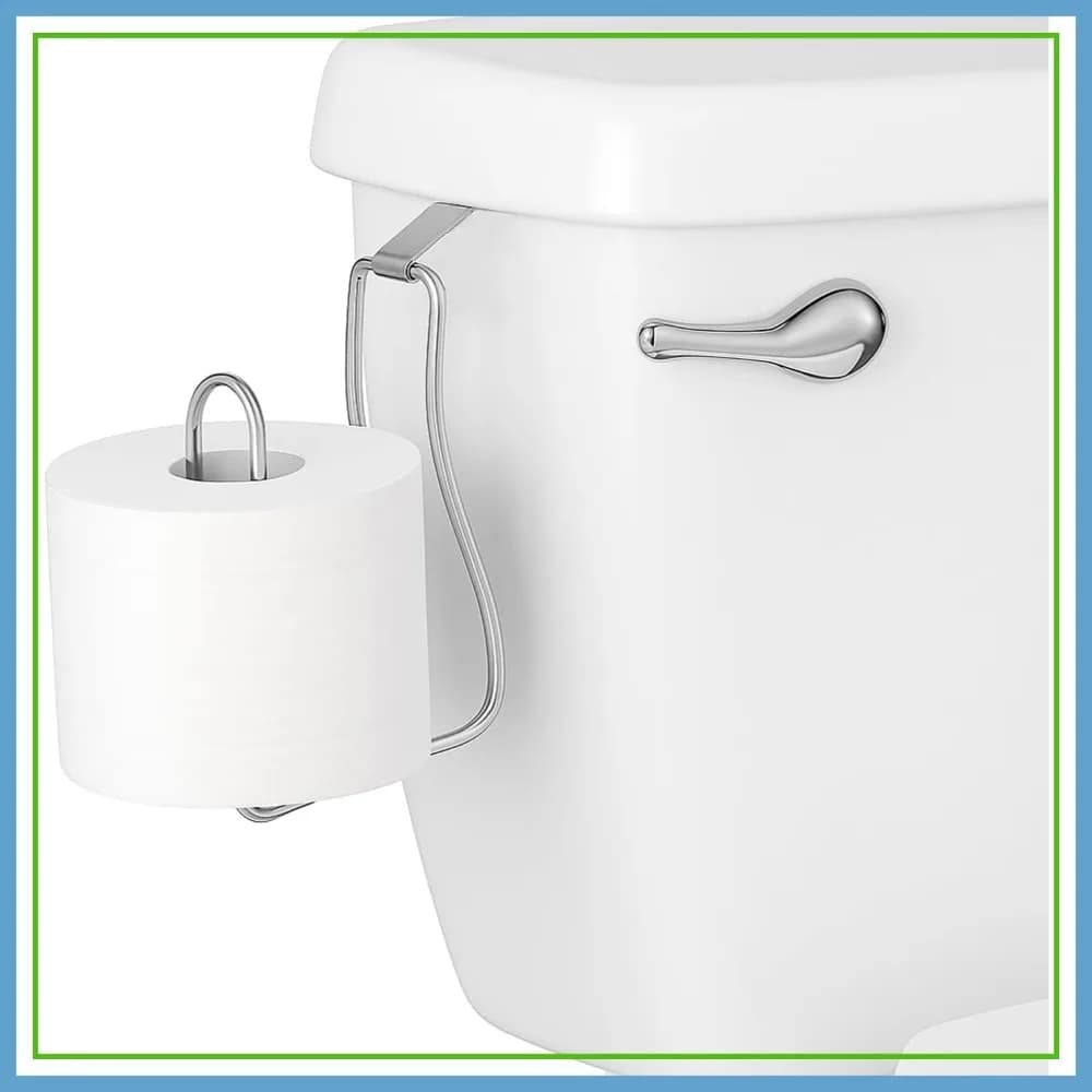 Portarotolo da bagno senza foratura da montare sopra il WC - Cromato resistente alla ruggine, salvaspazio per piccoli bagni, camper, roulotte