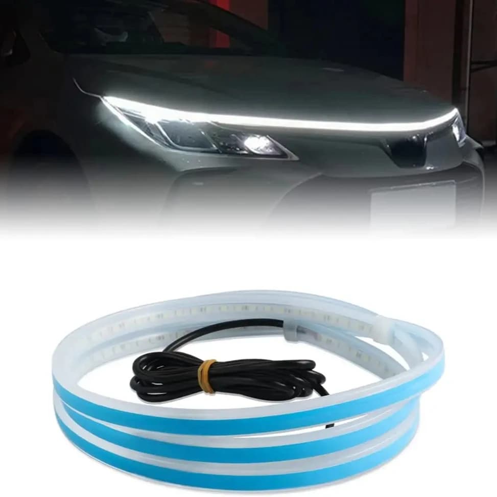 Strisce luminose a LED per cofano auto Luci a LED per auto Striscia flessibile per cofano a LED Guida per cofano motore Barra luminosa decorativa impermeabile