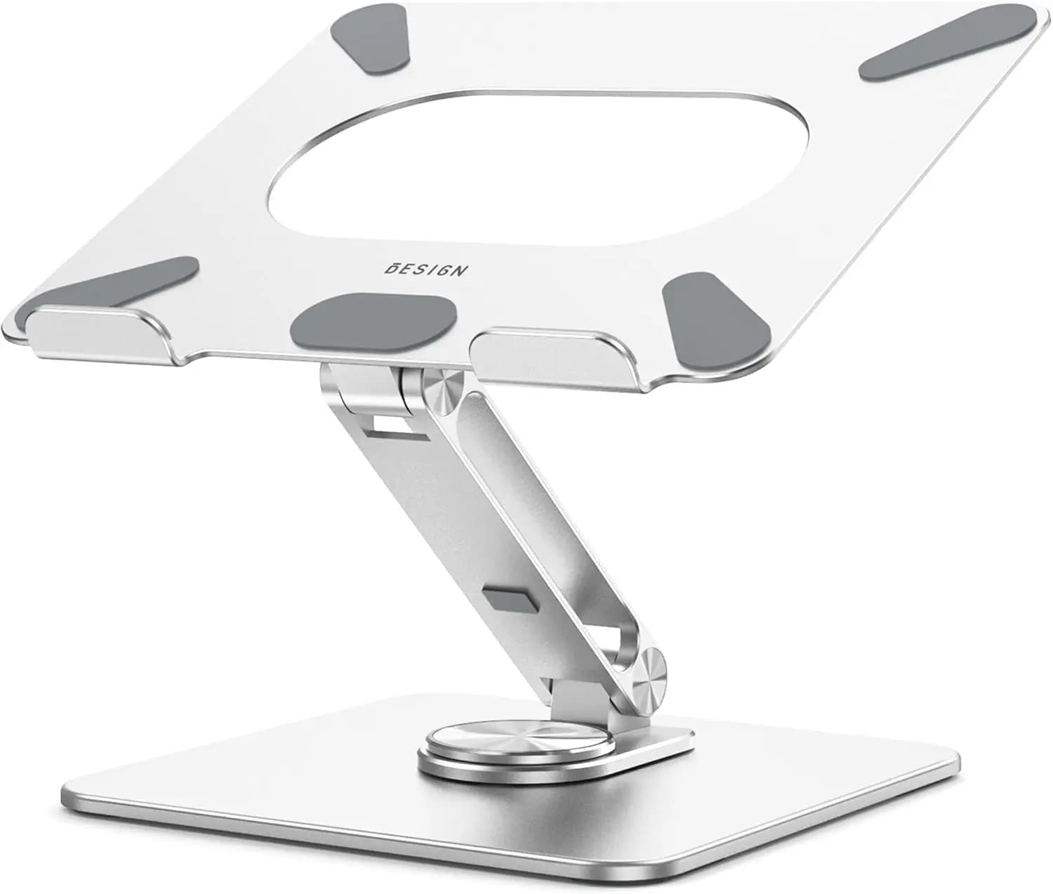 360 ° Supporto Girevole per Laptop, Rialzo Ergonomico Regolabile per Notebook, Supporto Pieghevole per Laptop da 10-15.6 Pollici (Argento)