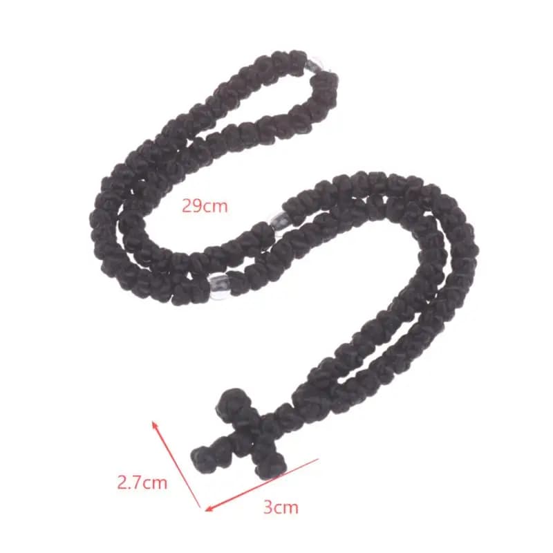 NEW Necklace Komboskini Black/Blu with Node, Orthodox Rosary Made in Hand, Prayer Corda with Cross, Gift Jewel