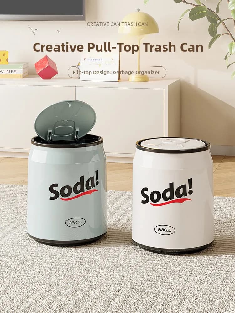 Cestino Automatico di Lusso con Sensore di Aspirazione per Uso Domestico, Contenitore per Lattine con Coperchio, Bidone della Spazzatura Rotondo in Plastica per Cucina, Bagno, Camera da Letto