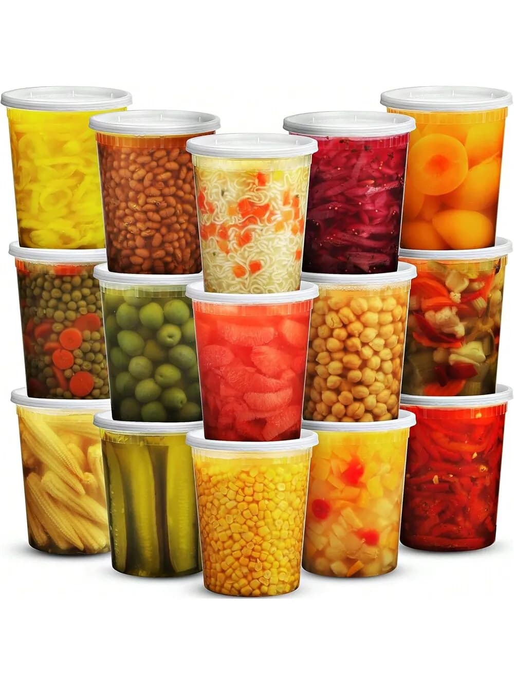 Confezione da 24 contenitori per gastronomia da 32 once con coperchi contenitori per alimenti contenitori per gastronomia in plastica con coperchi, melma, zuppa, contenitori per la preparazione dei pasti