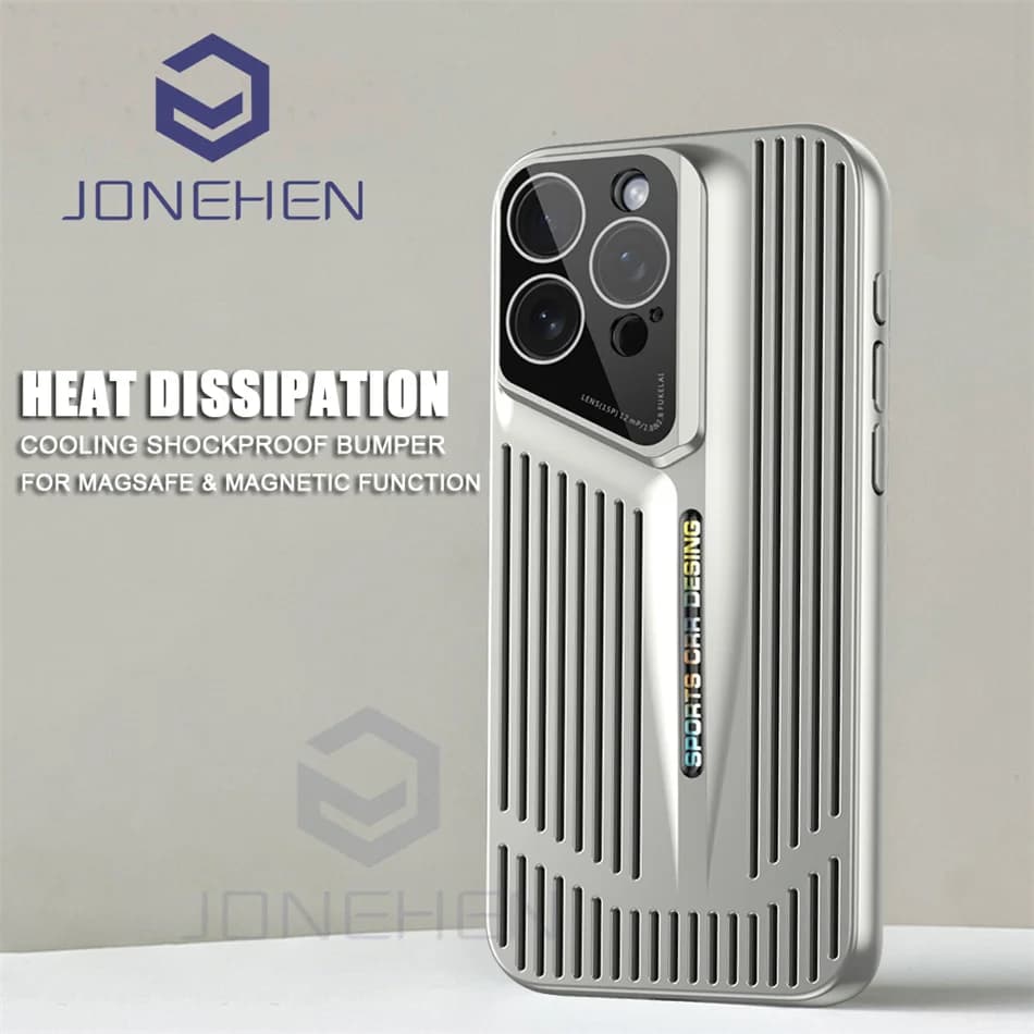 Luxury Heat Dissipation Blade Ultra thin Case For iPhone 15 14 13 12 16 Pro Max Skin Protection Fashion Shockproof Lens PC Cover