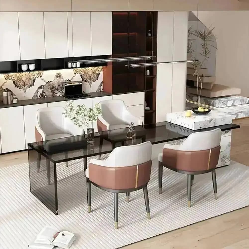 Sedie da Pranzo Nere con Gambe in Metallo, Design Minimalista, per Hotel e Ristoranti, Ergonomiche e Facili da Pulire