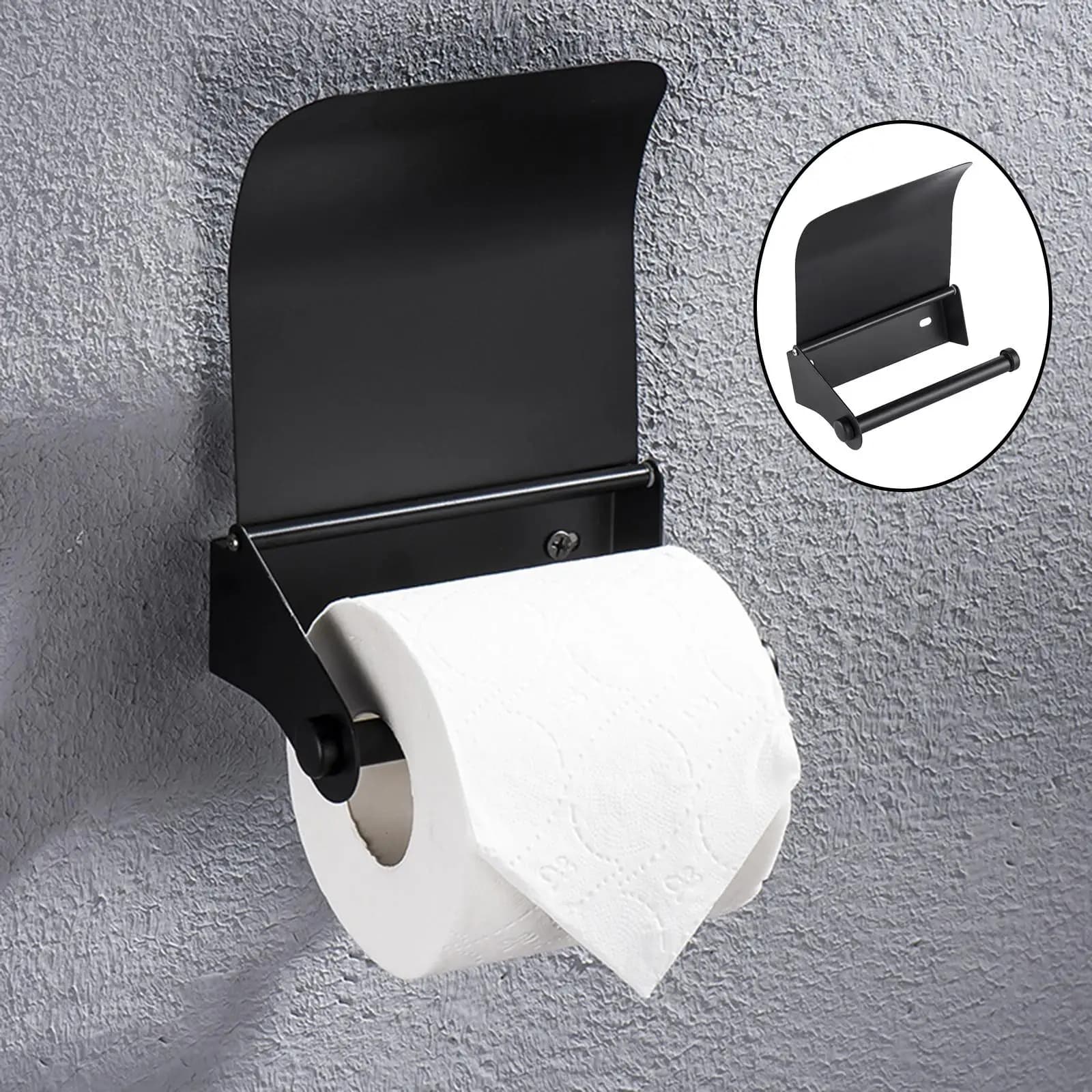 Porta carta igienica in rotolo singolo nero in acciaio inossidabile da bagno con viti Dispenser di fazzoletti a parete accessori per la casa