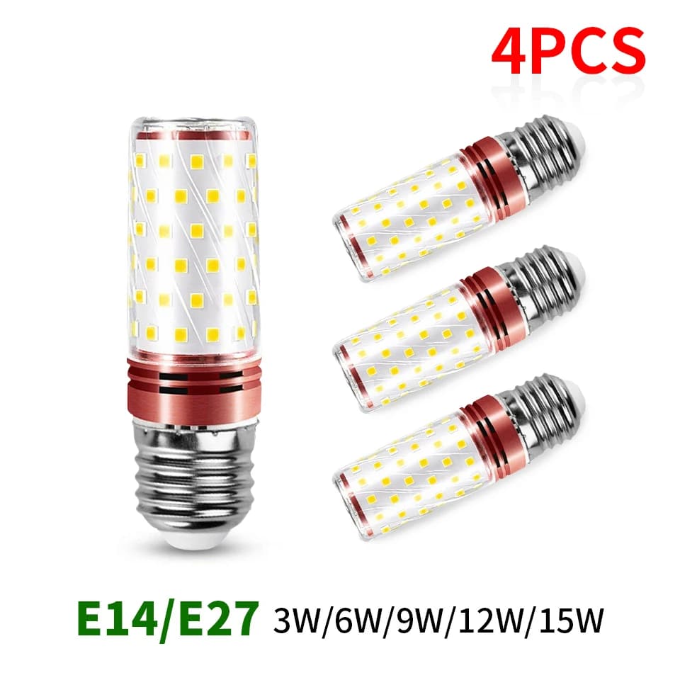 4PCS LED Lampadina a mais E27 E14 SMD2835 Bianco caldo 3000K Bianco freddo 6000K Luce naturale 4000K AC85-265V per la decorazione domestica