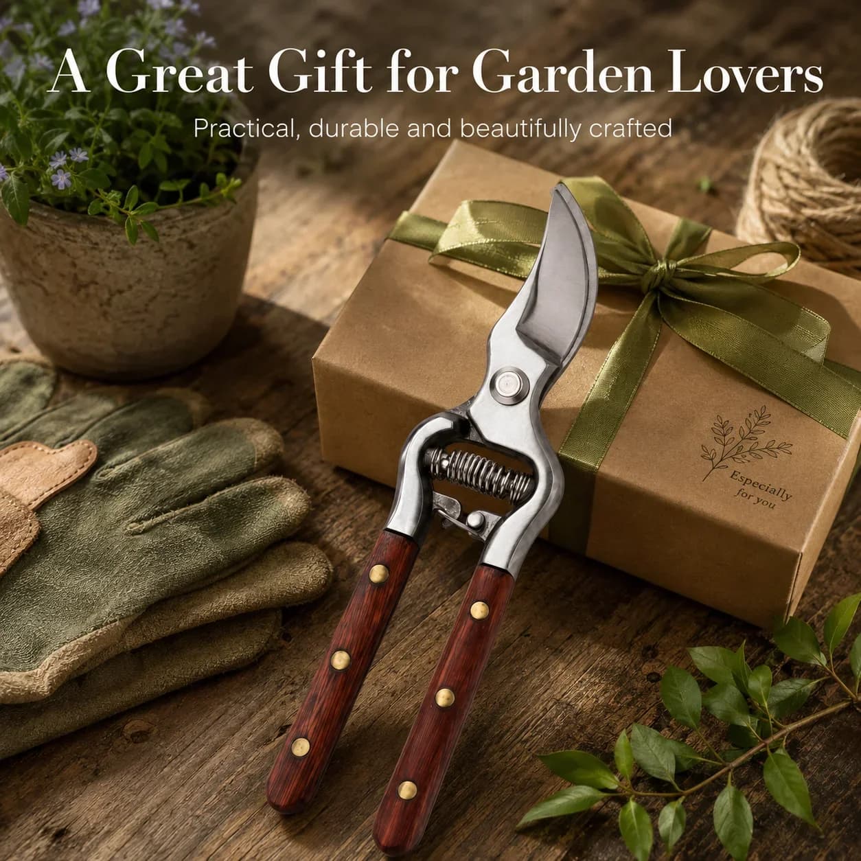 Heavy Duty Stainless Steel Pruning Scissors, Tree Branch Cutting Shears, Outdoor Fruit Tree Pruning Tool for Gardeners