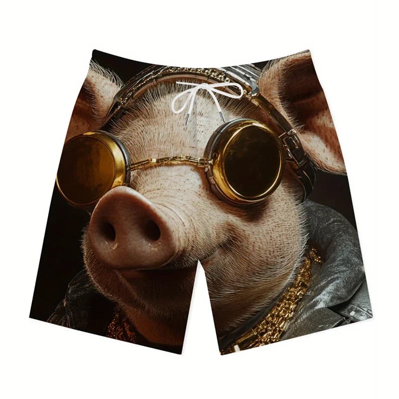 Fashion Pig Pattern Beach Shorts For Men 3d Printing Animal Swimming Trunks Kids Summer Hawaiian Loose Quick Dry Board Shorts