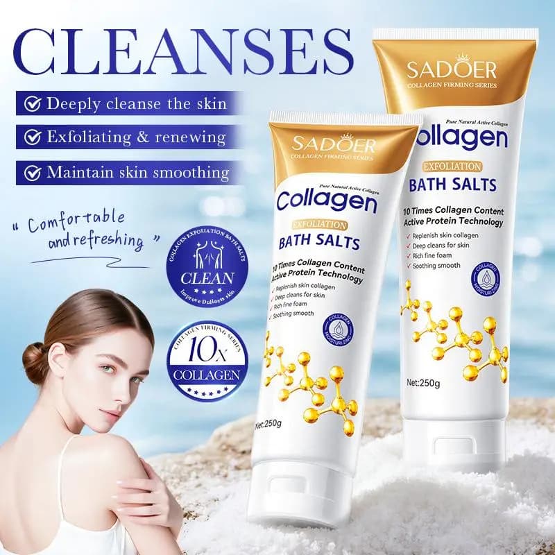 Sali da Bagno al Collagene 250g, Scrub Esfoliante per Massaggi, Idratante, Nutriente, Ammorbidente, Sbiancante per la Cura della Pelle