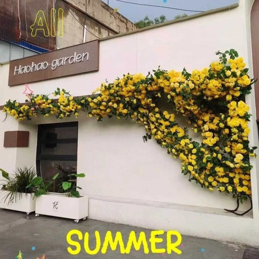 Plastic Silk Artificial Rose Vine 7 Colors 1.8m 54 Heads Hanging Flowers Bud Rattan Fake Plants Leaves Home Decoration
