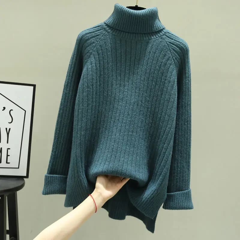 Maglioni verdi da donna Pullover Maglie con collo alto Dolcevita Top lavorato a maglia beige nero per donna Estetico Nuovo in bel colore E