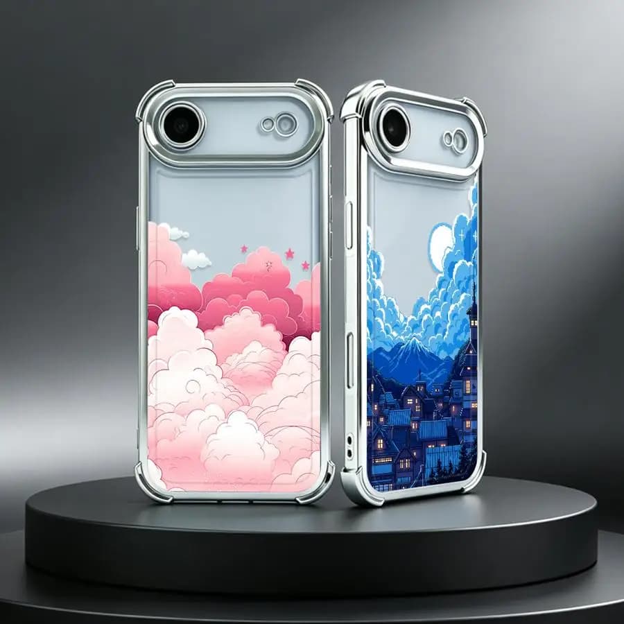 Pink Cloud Doodle Print Soft Phone Cover Case for iPhone 17 Pro Max 12 16 Plus 11 16e 13 14 Pro 15 Air
