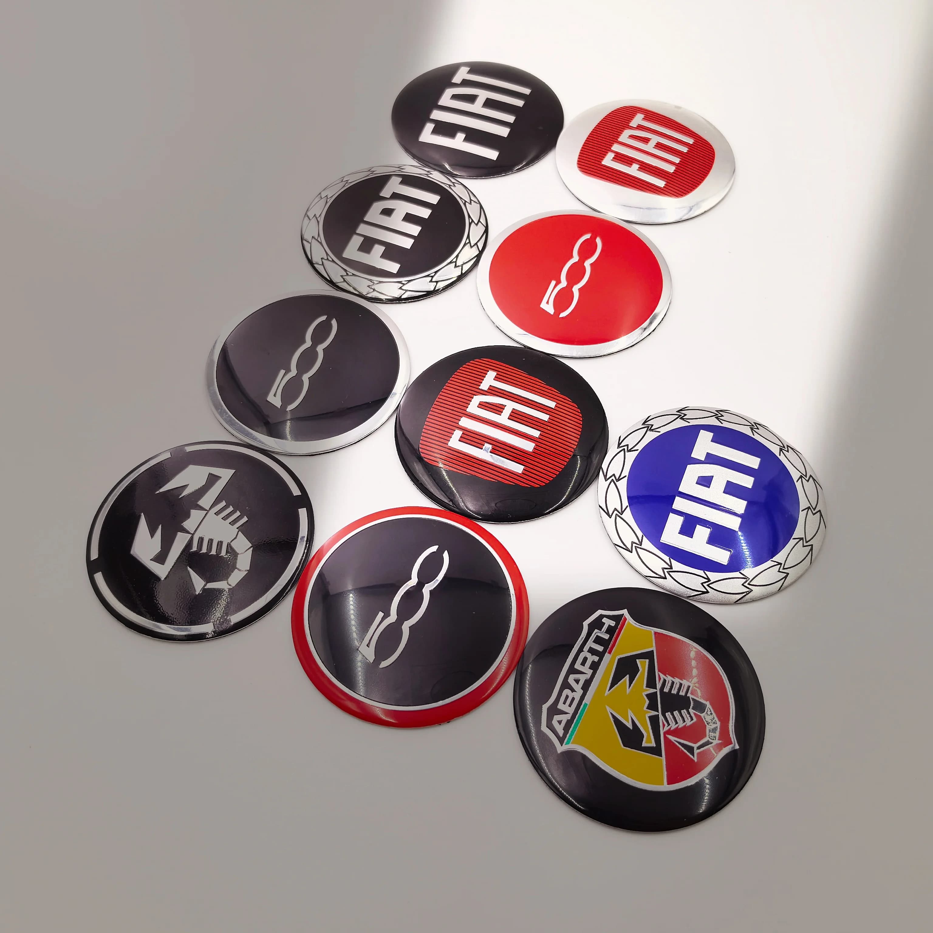 200pcs 56mm 60mm 65mm Car Wheel Center Sticker Rim Caps Hub Cover Decal For FIAT 500 Abarth