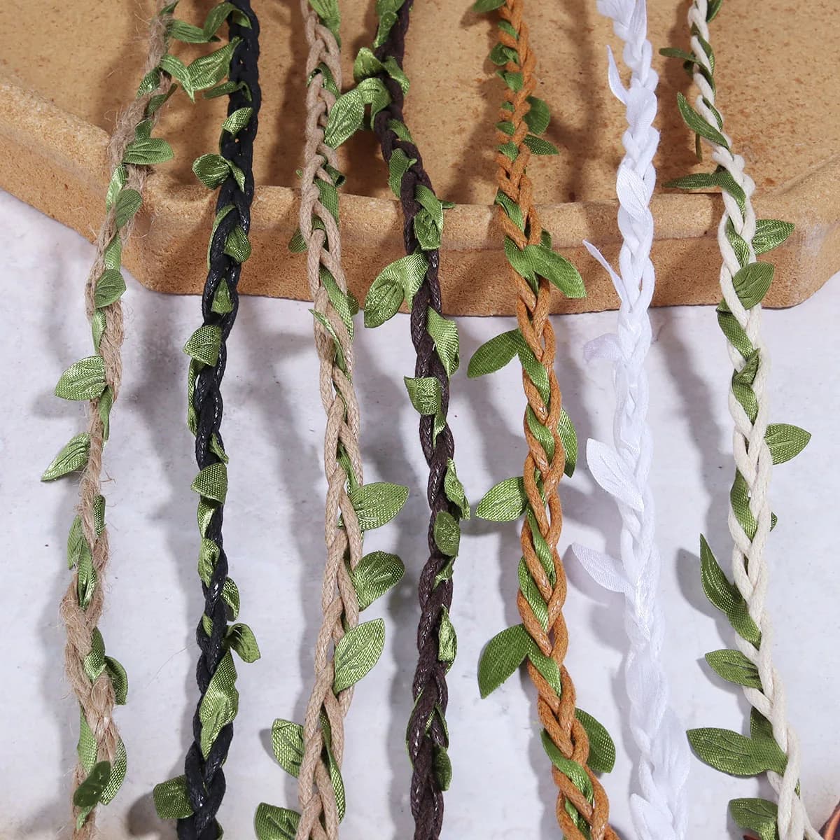 5 yards/rotole artificial green leaves weaving rope screw plant rope for home decoration wedding party bouquet gift diy