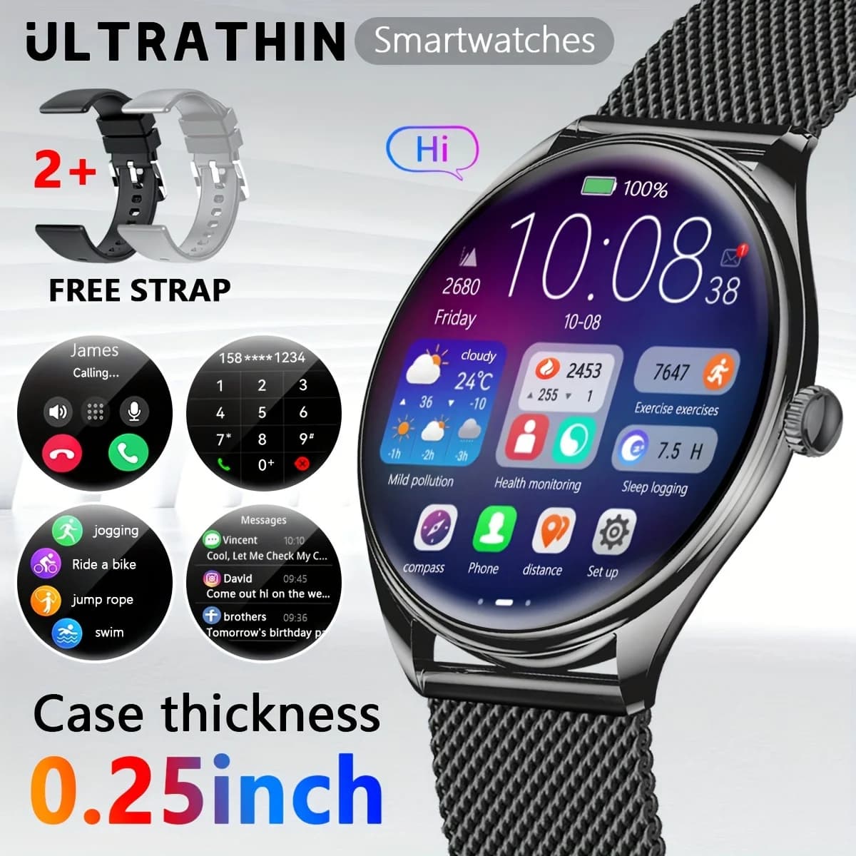 1.43 "AMOLED 466*466 HD Pixel Display Always Show Time Ultra Thin SmartWatch Women's Smartwatch Reminder for Android IOS