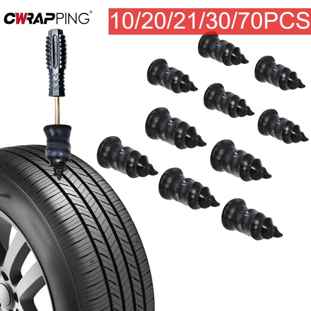 Kit di riparazione pneumatici 10/20/21/30/70PCS Auto Moto Vuoto Vite universale per pneumatici Tubeless Strumento di riparazione auto per accessori moto