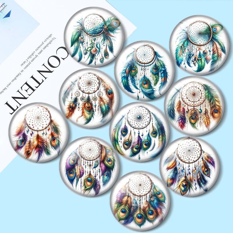 Bohemian Dream Catcher 10pcs 12mm/18mm/20mm/25mm Round photo glass cabochon demo flat back Making findings