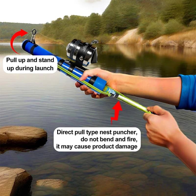 Strumento per lancio di fionda da pesca con tubo in lattice regolabile Manico ergonomico Accessorio per acqua salata
